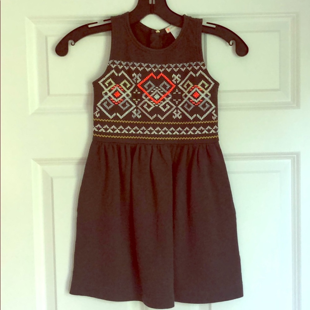 Girls 5 Crewcuts dress gray with stitched detail